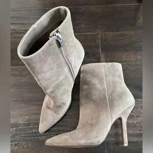Marc Fisher Taupe Suede Heeled Boots